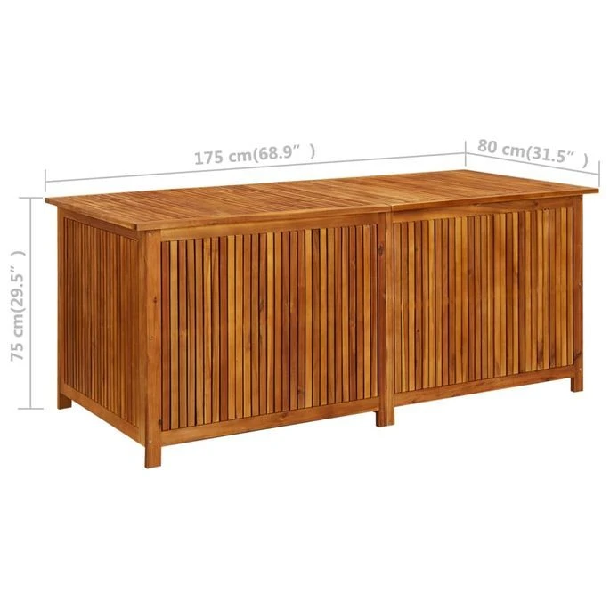 Boîte De Rangement De Jardin 175x80x75 Cm Bois D'acacia Solide – Image 9