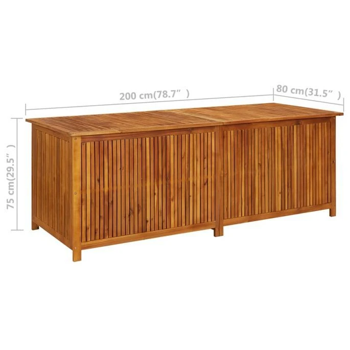 Boîte De Rangement De Jardin 200x80x75 Cm Bois D'acacia Solide – Image 9