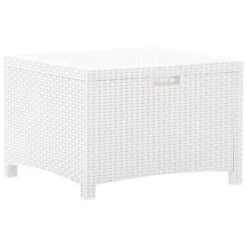 Boîte De Rangement De Jardin 60x54x41 Cm Rotin PP Blanc