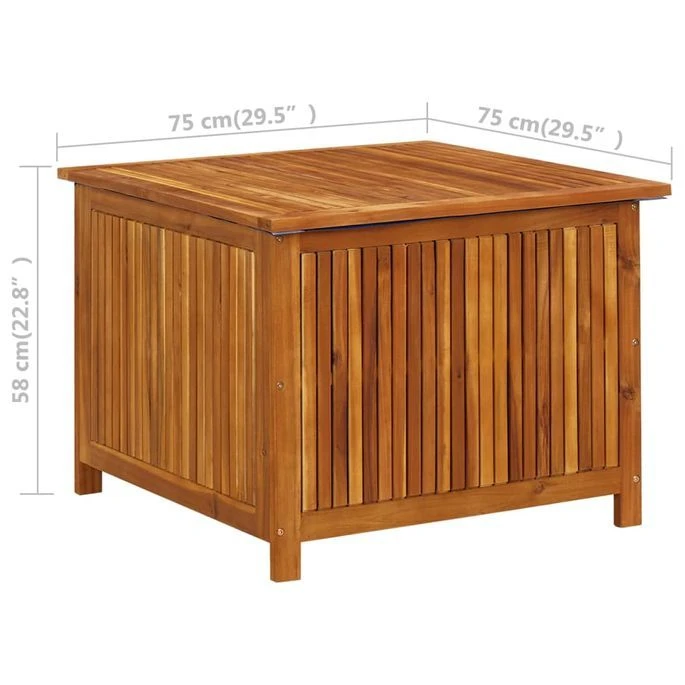 Boîte De Rangement De Jardin 75x75x58 Cm Bois D'acacia Solide – Image 8