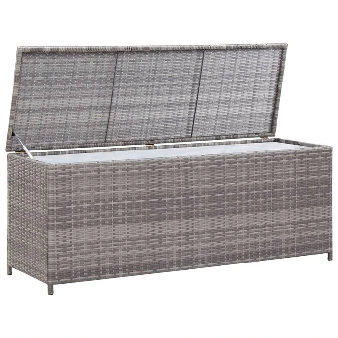 Boîte De Rangement De Jardin Gris 120x50x60 Cm Résine Tressée – Image 3