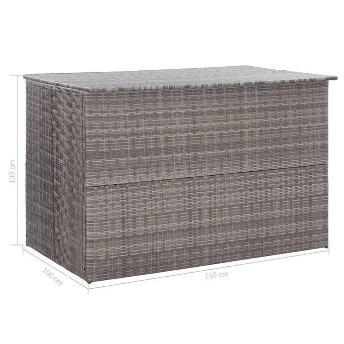 Boîte De Rangement De Jardin Gris 150x100x100 Cm Résine Tressée – Image 9