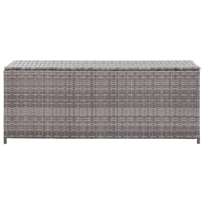 Boîte De Rangement De Jardin Gris 150x50x60 Cm Résine Tressée – Image 3