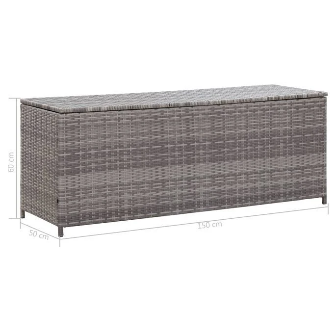 Boîte De Rangement De Jardin Gris 150x50x60 Cm Résine Tressée – Image 8