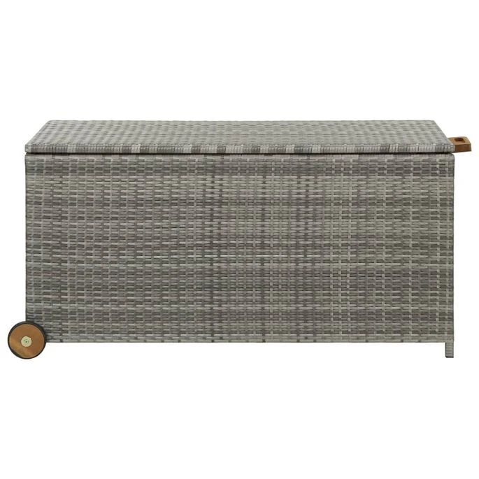 Boîte De Rangement De Jardin Gris Clair 120x65x61 Cm Rotin – Image 2