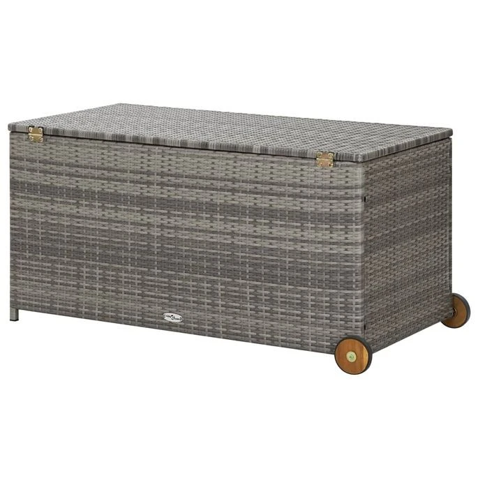 Boîte De Rangement De Jardin Gris Clair 120x65x61 Cm Rotin – Image 3