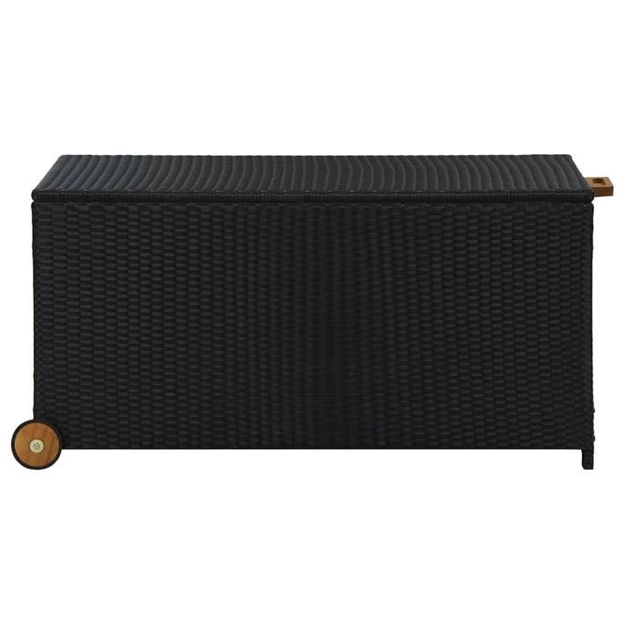 Boîte De Rangement De Jardin Noir 120x65x61 Cm Résine Tressée – Image 2