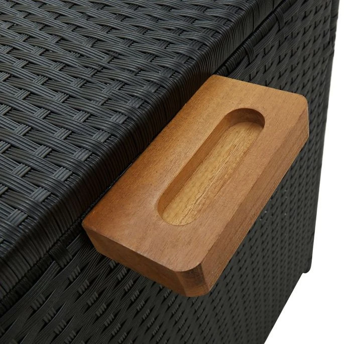 Boîte De Rangement De Jardin Noir 120x65x61 Cm Résine Tressée – Image 7