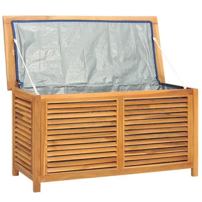 Boîte De Rangement Jardin Et Sac 114x50x58 Cm Bois Massif Teck – Image 5