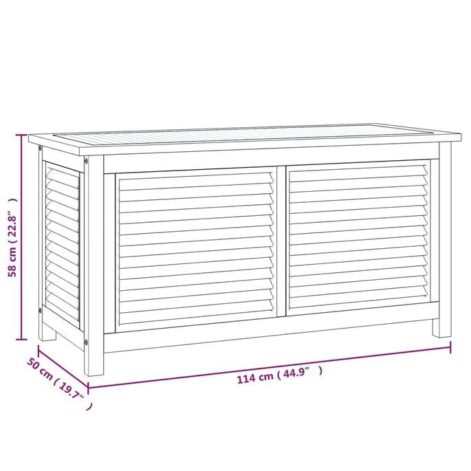 Boîte De Rangement Jardin Et Sac 114x50x58 Cm Bois Massif Teck – Image 9