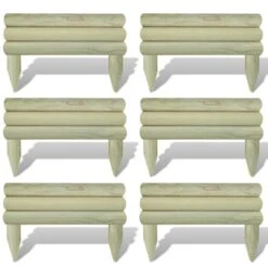 Bordure Horizontale De Pelouse 6 Pcs Bois De Pin 60 Cm
