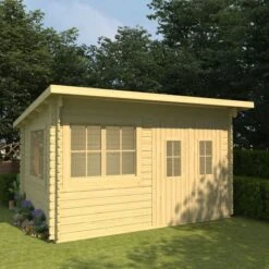 Cabane En Rondins Avec Plancher 34mm 416x345x236,2cm Pin Solide