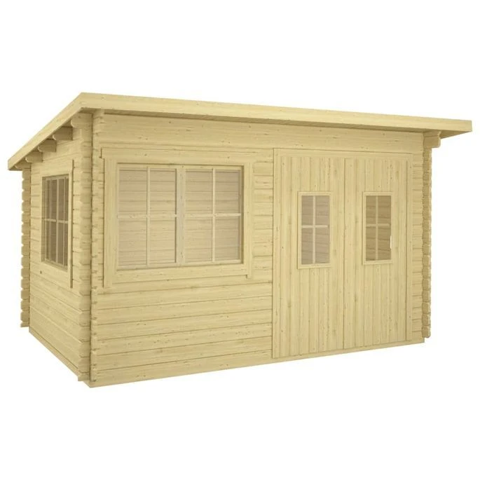 Cabane En Rondins Avec Plancher 34mm 416x345x236,2cm Pin Solide – Image 2