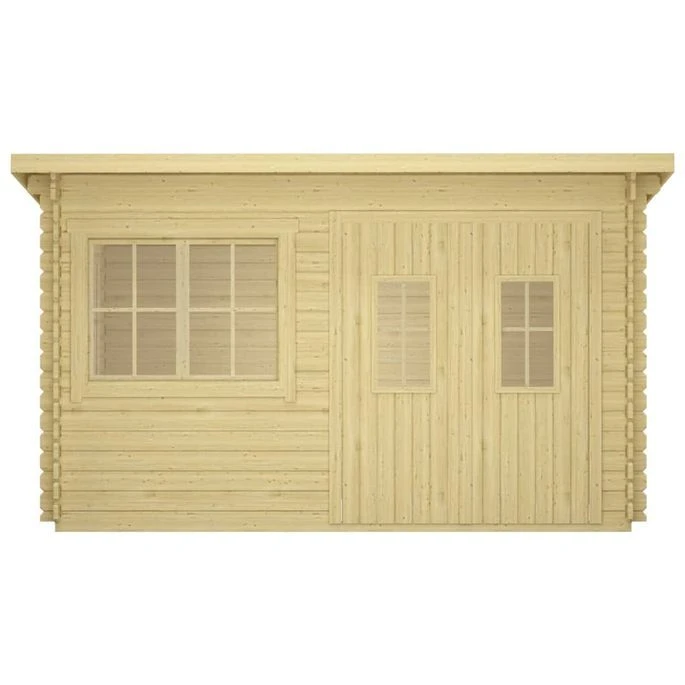 Cabane En Rondins Avec Plancher 34mm 416x345x236,2cm Pin Solide – Image 3