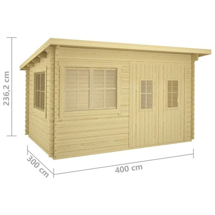Cabane En Rondins Avec Plancher 34mm 416x345x236,2cm Pin Solide – Image 8