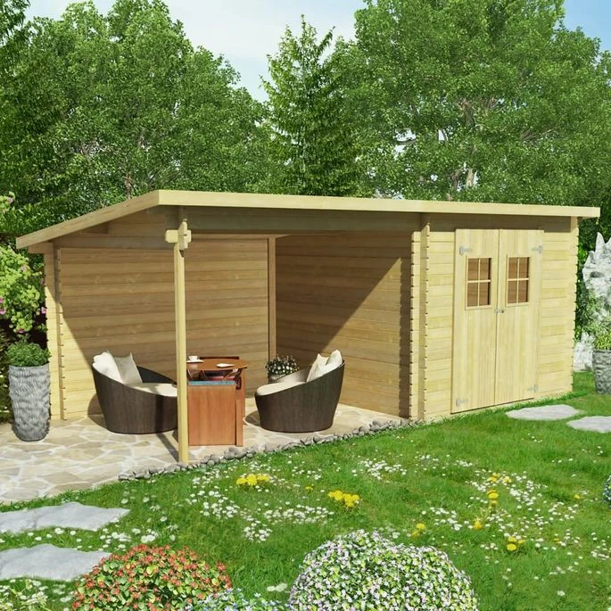 Cabanon De Jardin En Rondins Bois Massif 28 Mm, 6,3 X 3 M