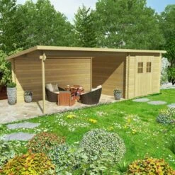 Cabanon De Jardin En Rondins Bois Massif 28 Mm, 7,3 X 3 M