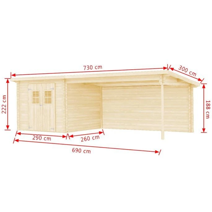 Cabanon De Jardin En Rondins Bois Massif 28 Mm, 7,3 X 3 M – Image 10