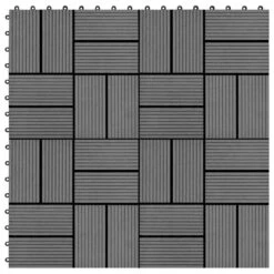 Carreau De Terrasse 11 Pcs WPC 30 X 30 Cm 1 M² Gris