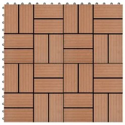 Carreau De Terrasse 11 Pcs WPC 30 X 30 Cm 1 M² Marron