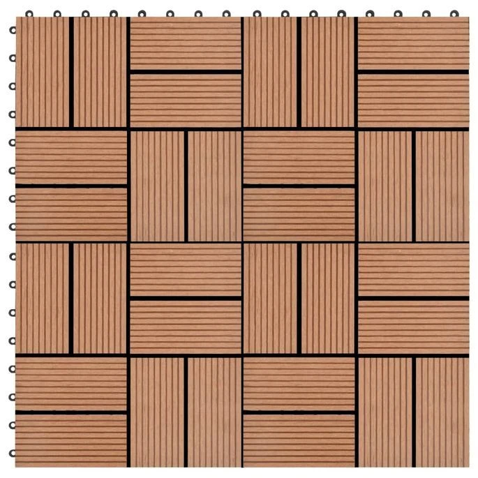 Carreau De Terrasse 11 Pcs WPC 30 X 30 Cm 1 M² Marron