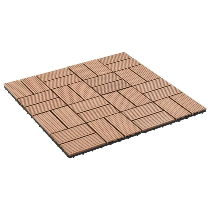 Carreau De Terrasse 11 Pcs WPC 30 X 30 Cm 1 M² Marron – Image 2