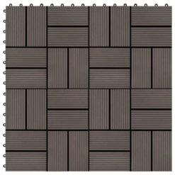 Carreau De Terrasse 11 Pcs WPC 30 X 30 Cm 1 M² Marron Foncé