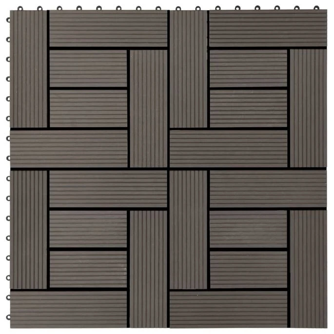 Carreau De Terrasse 11 Pcs WPC 30 X 30 Cm 1 M² Marron Foncé 3