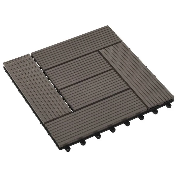 Carreau De Terrasse 11 Pcs WPC 30 X 30 Cm 1 M² Marron Foncé 3 – Image 3