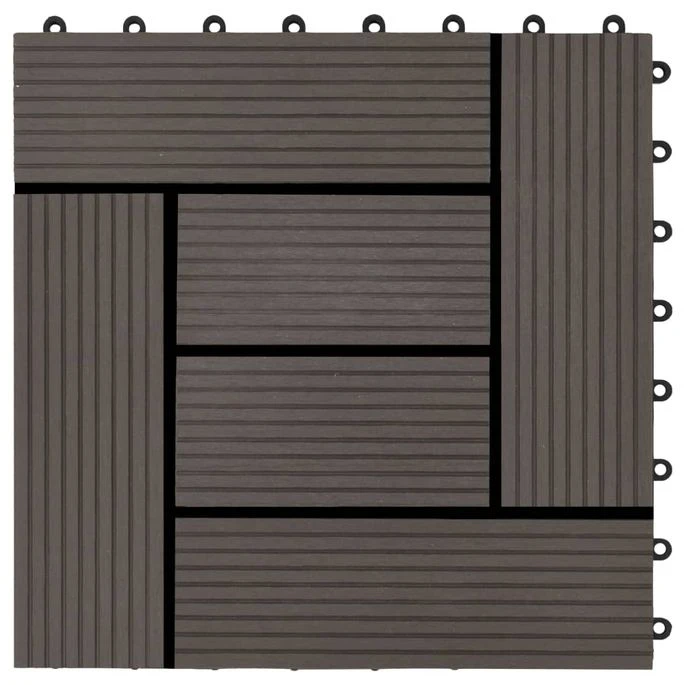 Carreau De Terrasse 11 Pcs WPC 30 X 30 Cm 1 M² Marron Foncé 3 – Image 5