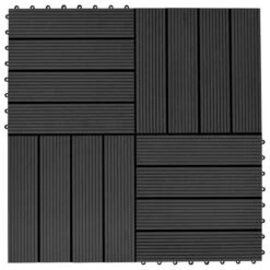 Carreau De Terrasse 11 Pcs WPC 30 X 30 Cm 1 M² Noir 3