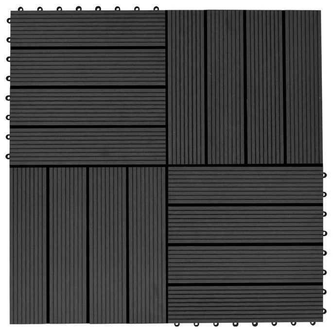 Carreau De Terrasse 11 Pcs WPC 30 X 30 Cm 1 M² Noir 3