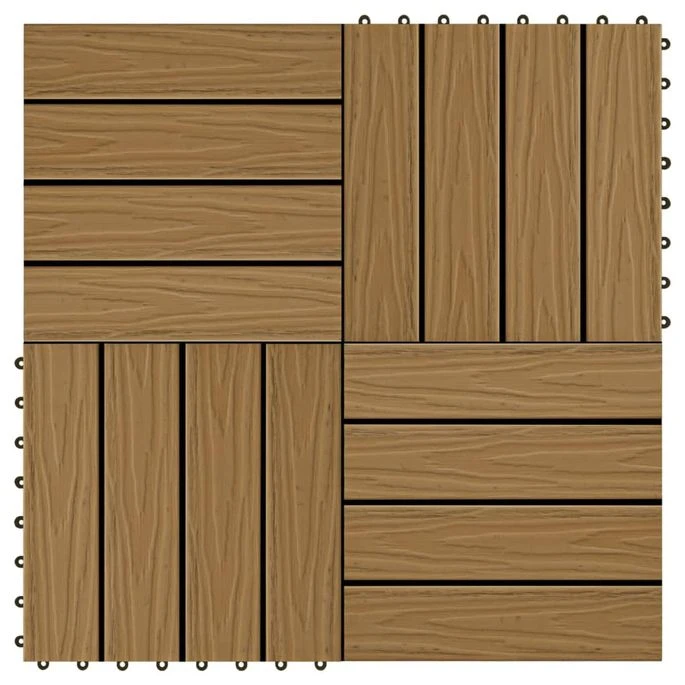 Carreau De Terrasse En Relief 11 Pcs WPC 30 X 30 Cm 1 M²