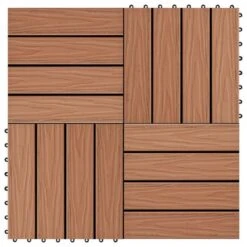 Carreau De Terrasse En Relief 11 Pcs WPC 30 X 30 Cm 1 M² Marron