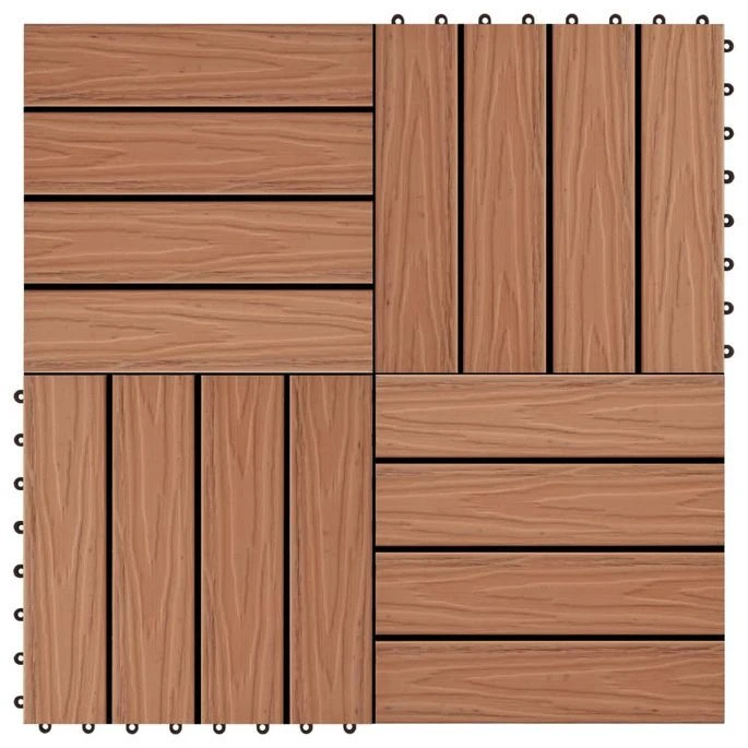Carreau De Terrasse En Relief 11 Pcs WPC 30 X 30 Cm 1 M² Marron