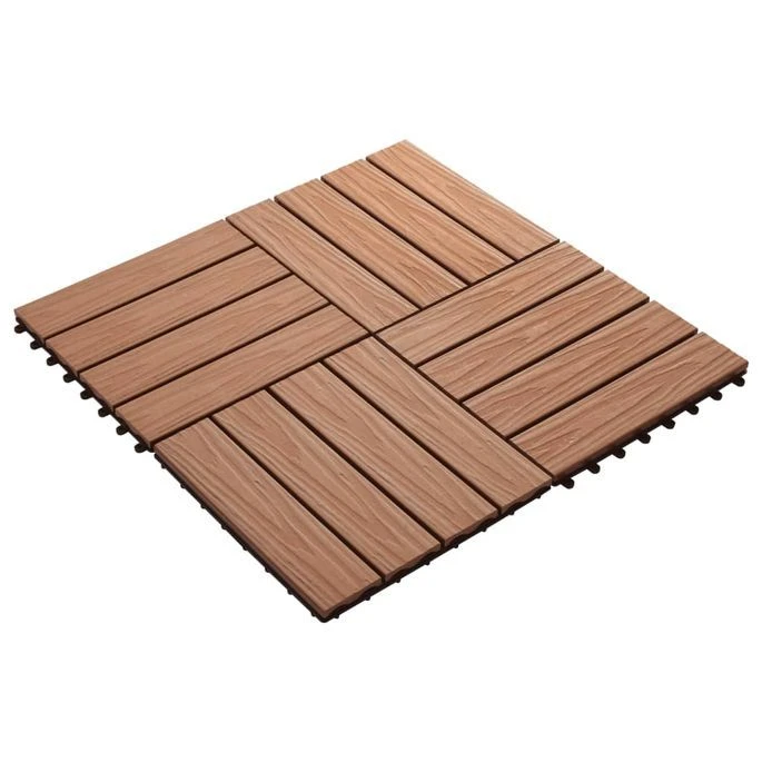 Carreau De Terrasse En Relief 11 Pcs WPC 30 X 30 Cm 1 M² Marron – Image 2