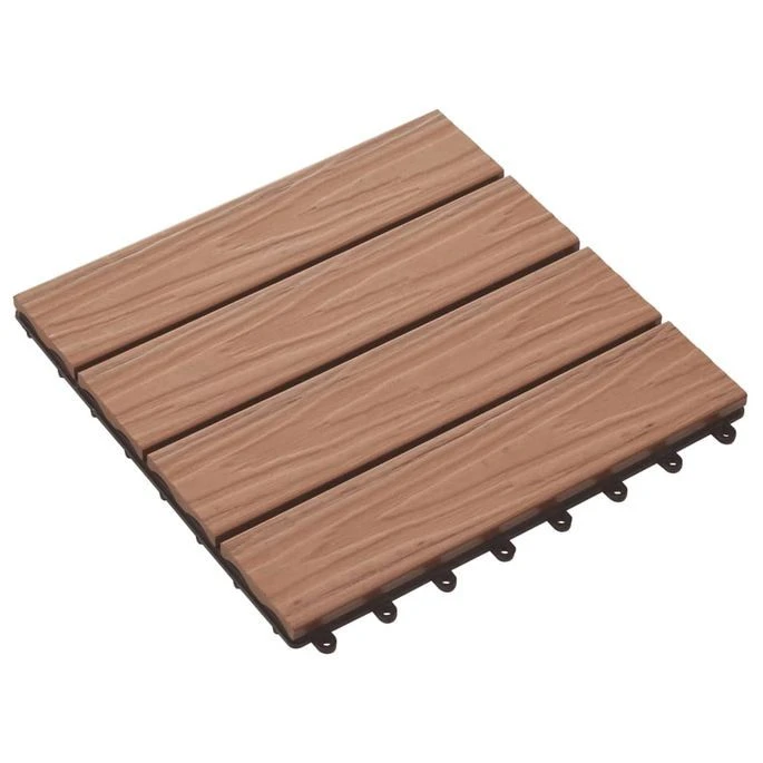 Carreau De Terrasse En Relief 11 Pcs WPC 30 X 30 Cm 1 M² Marron – Image 3