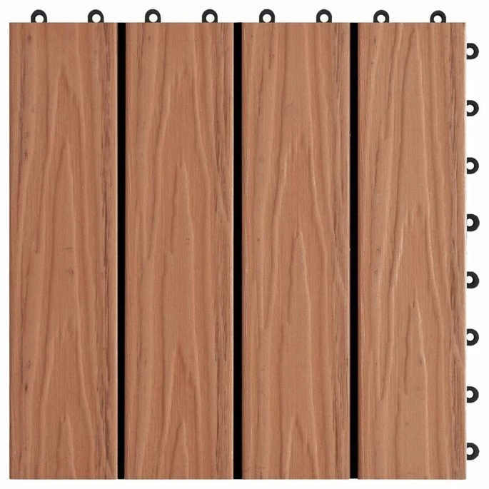 Carreau De Terrasse En Relief 11 Pcs WPC 30 X 30 Cm 1 M² Marron – Image 5