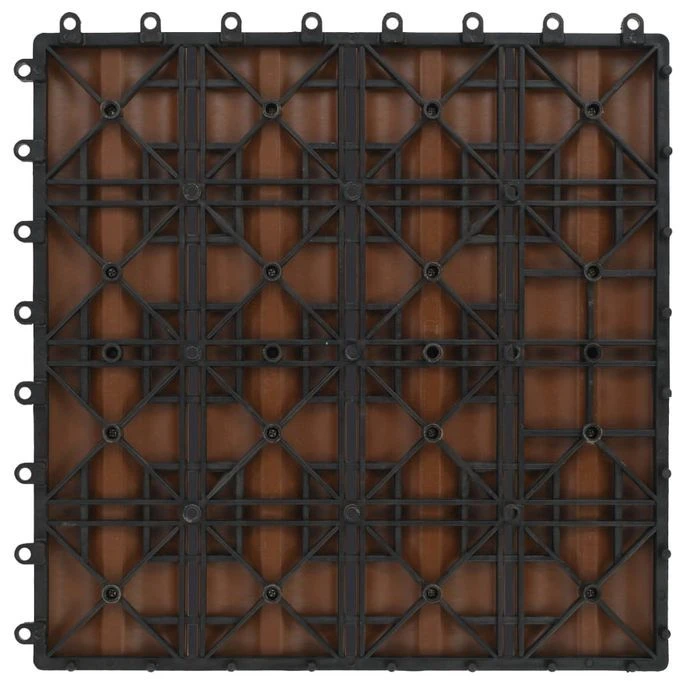 Carreau De Terrasse En Relief 11 Pcs WPC 30 X 30 Cm 1 M² Marron – Image 6