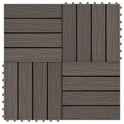Carreau De Terrasse En Relief 11 Pcs WPC 30x30 Cm 1 M² Marron