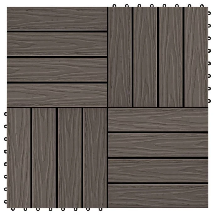 Carreau De Terrasse En Relief 11 Pcs WPC 30x30 Cm 1 M² Marron