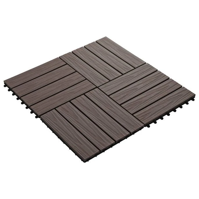 Carreau De Terrasse En Relief 11 Pcs WPC 30x30 Cm 1 M² Marron – Image 2