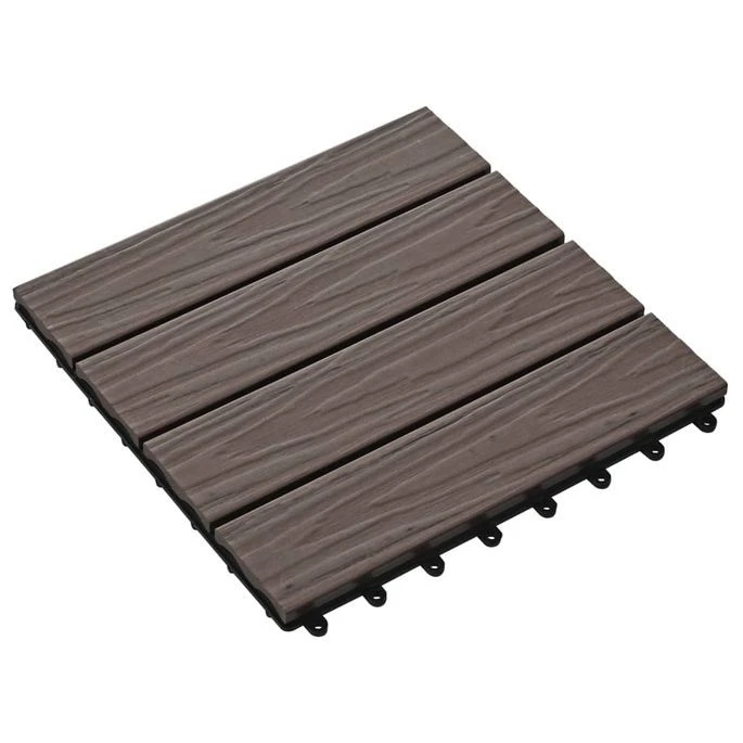 Carreau De Terrasse En Relief 11 Pcs WPC 30x30 Cm 1 M² Marron – Image 3