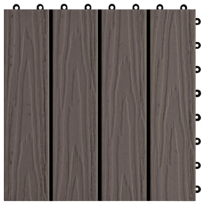 Carreau De Terrasse En Relief 11 Pcs WPC 30x30 Cm 1 M² Marron – Image 5