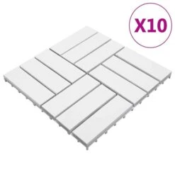 Carreaux De Terrasse 10 Pcs Blanc 30x30 Cm Bois D'acacia Solide 2