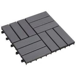 Carreaux De Terrasse 10 Pcs Délavage Gris 30x30 Cm Acacia Solide 2