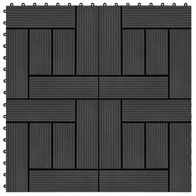 Carreaux De Terrasse 22 Pcs 30 X 30 Cm 2 M² WPC Noir 3