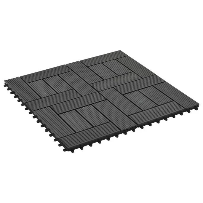 Carreaux De Terrasse 22 Pcs 30 X 30 Cm 2 M² WPC Noir 3 – Image 2