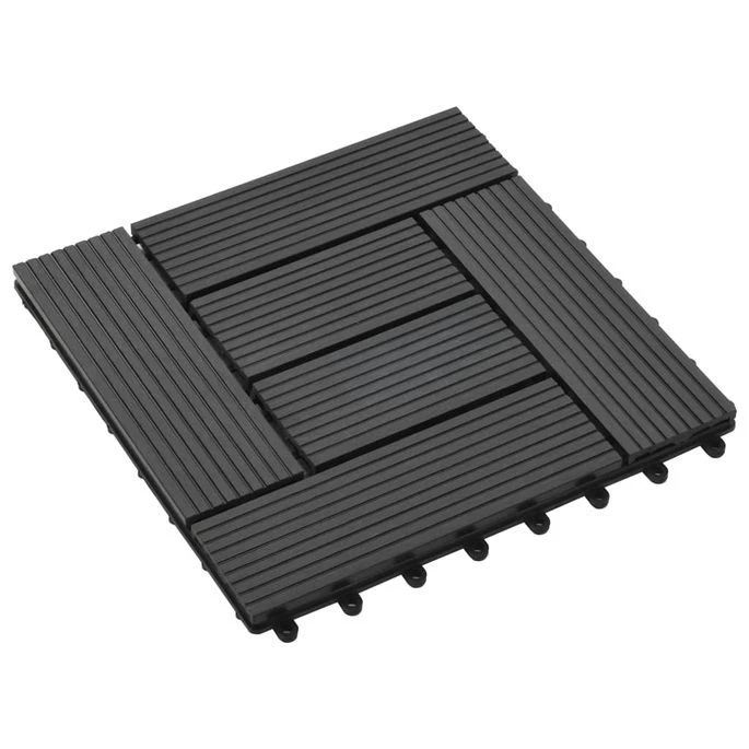 Carreaux De Terrasse 22 Pcs 30 X 30 Cm 2 M² WPC Noir 3 – Image 3