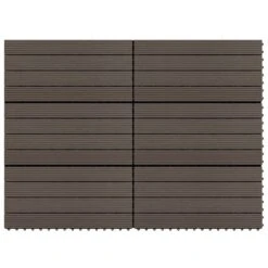 Carreaux De Terrasse 6 Pcs WPC 60x30 Cm 1,08 M² Marron Foncé